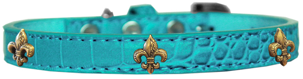 Dog, Puppy & Pet Designer Croc Widget Collar, "Bronze Fleur De Lis"