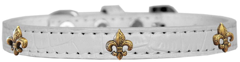 Dog, Puppy & Pet Designer Croc Widget Collar, "Bronze Fleur De Lis"