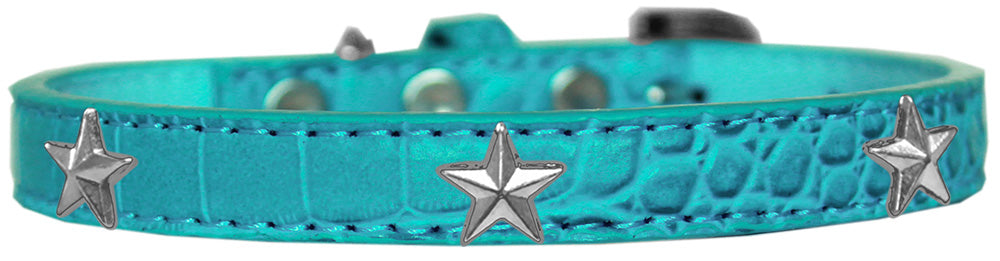 Dog, Puppy & Pet Designer Croc Widget Collar, "Silver Stars"