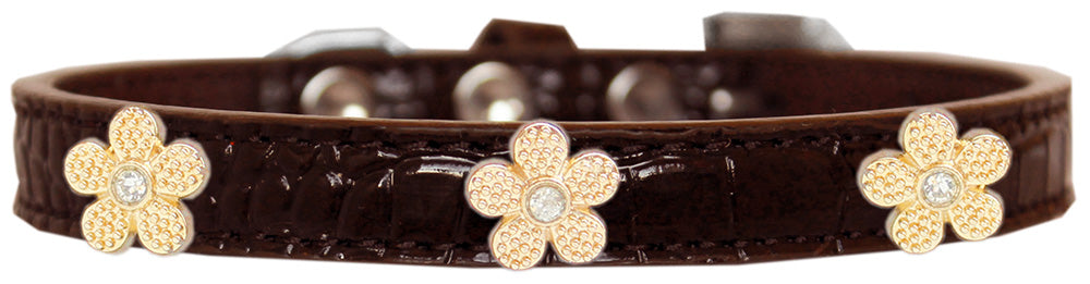 Dog, Puppy & Pet Designer Croc Widget Collar, "Gold Flowers"