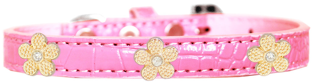 Dog, Puppy & Pet Designer Croc Widget Collar, "Gold Flowers"