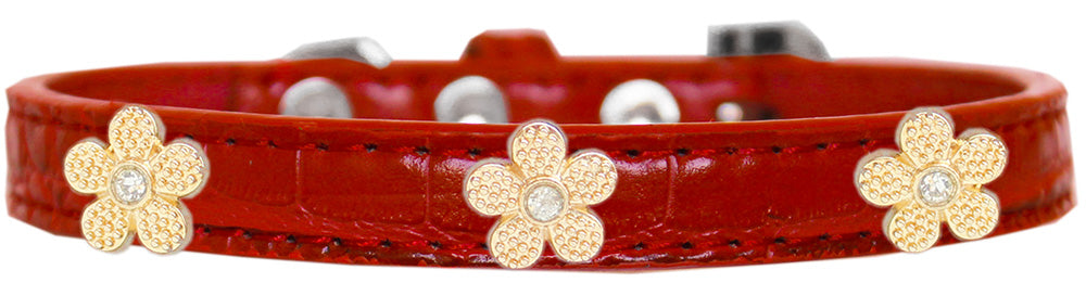 Dog, Puppy & Pet Designer Croc Widget Collar, "Gold Flowers"