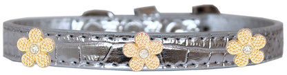 Dog, Puppy & Pet Designer Croc Widget Collar, "Gold Flowers"