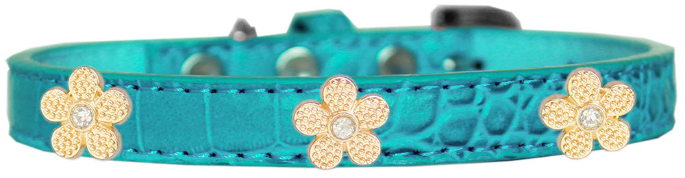 Dog, Puppy & Pet Designer Croc Widget Collar, "Gold Flowers"