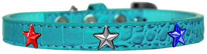 Dog, Puppy and Pet Designer Croc Widget Collar, "Red, White & Blue Stars"