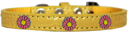 Dog, Puppy & Pet Designer Croc Widget Collar, "Pink Daisies"