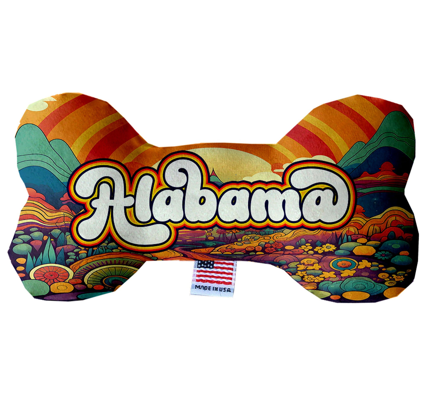 Pet & Dog Plush Bone Toys, "Alabama Mountains" (Set 2 of 2 Alabama State Toy Options, available in different pattern options!)