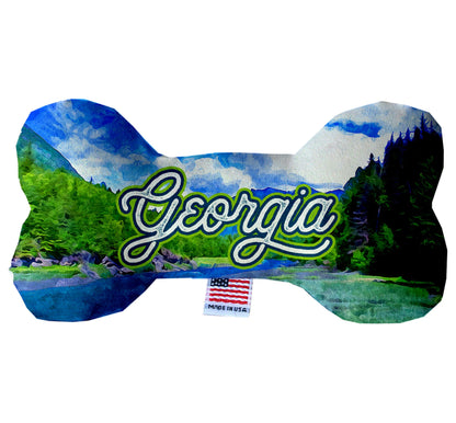 Pet & Dog Plush Bone Toys, "Georgia Mountains" (Set 2 of 2 Georgia State Toy Options, available in different pattern options!)