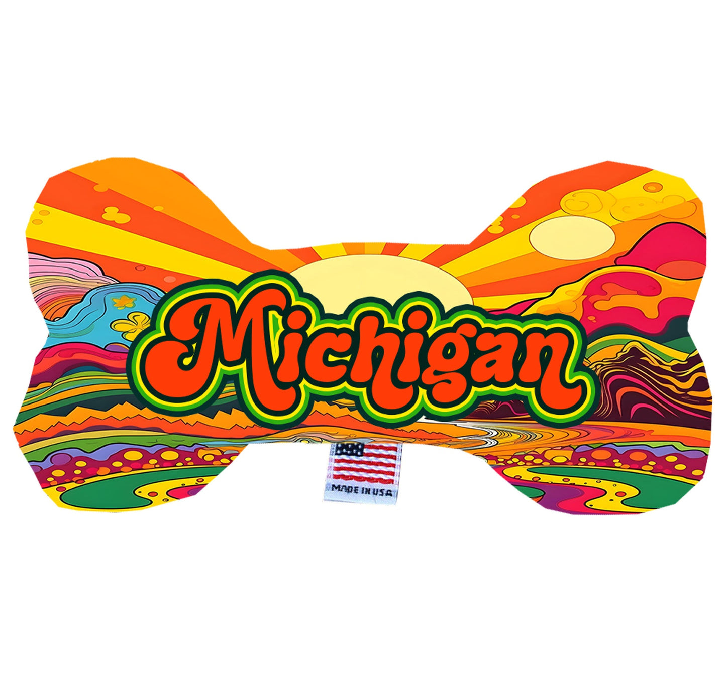 Pet & Dog Plush Bone Toys, "Michigan State Options" (Available in different pattern options)