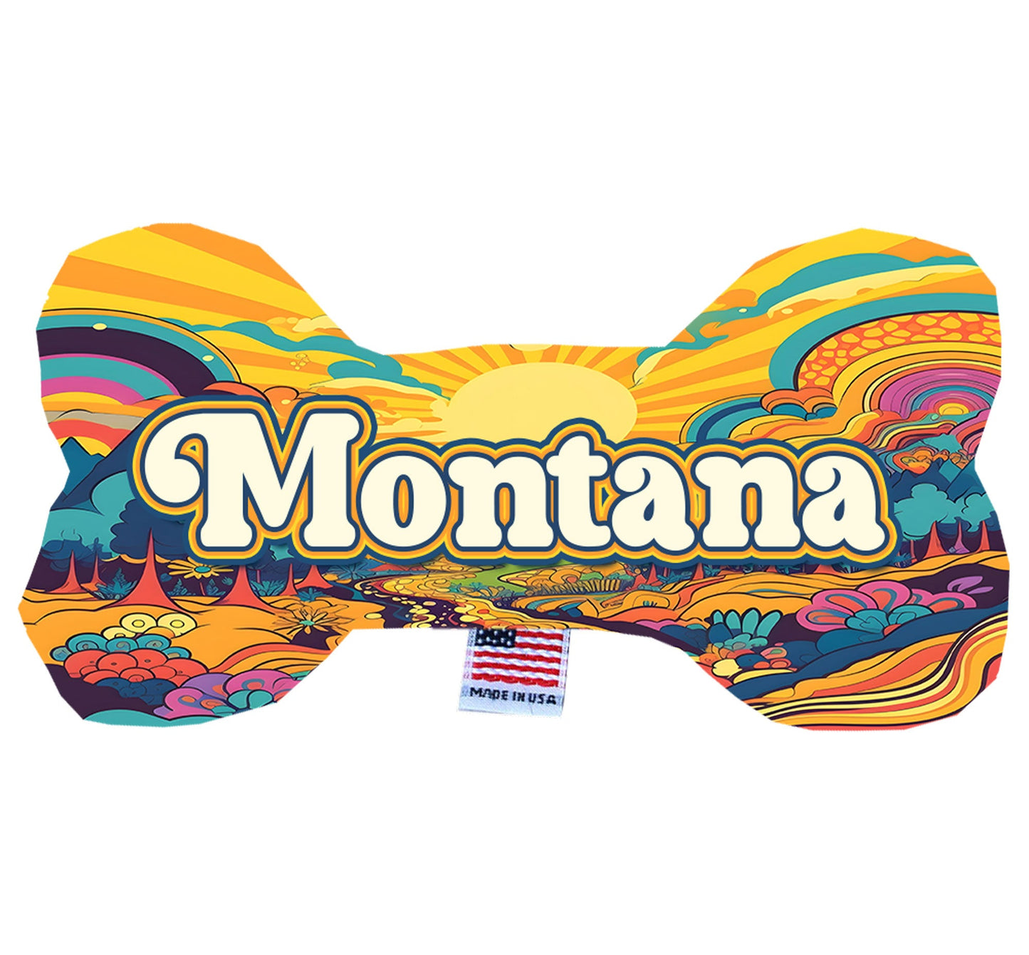 Pet & Dog Plush Bone Toys, "Montana State Options" (Available in different pattern options)