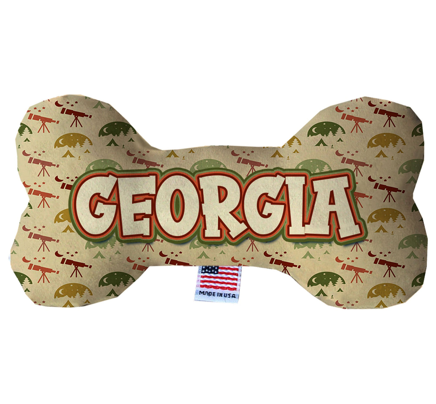 Pet & Dog Plush Bone Toys, "Georgia Mountains" (Set 2 of 2 Georgia State Toy Options, available in different pattern options!)