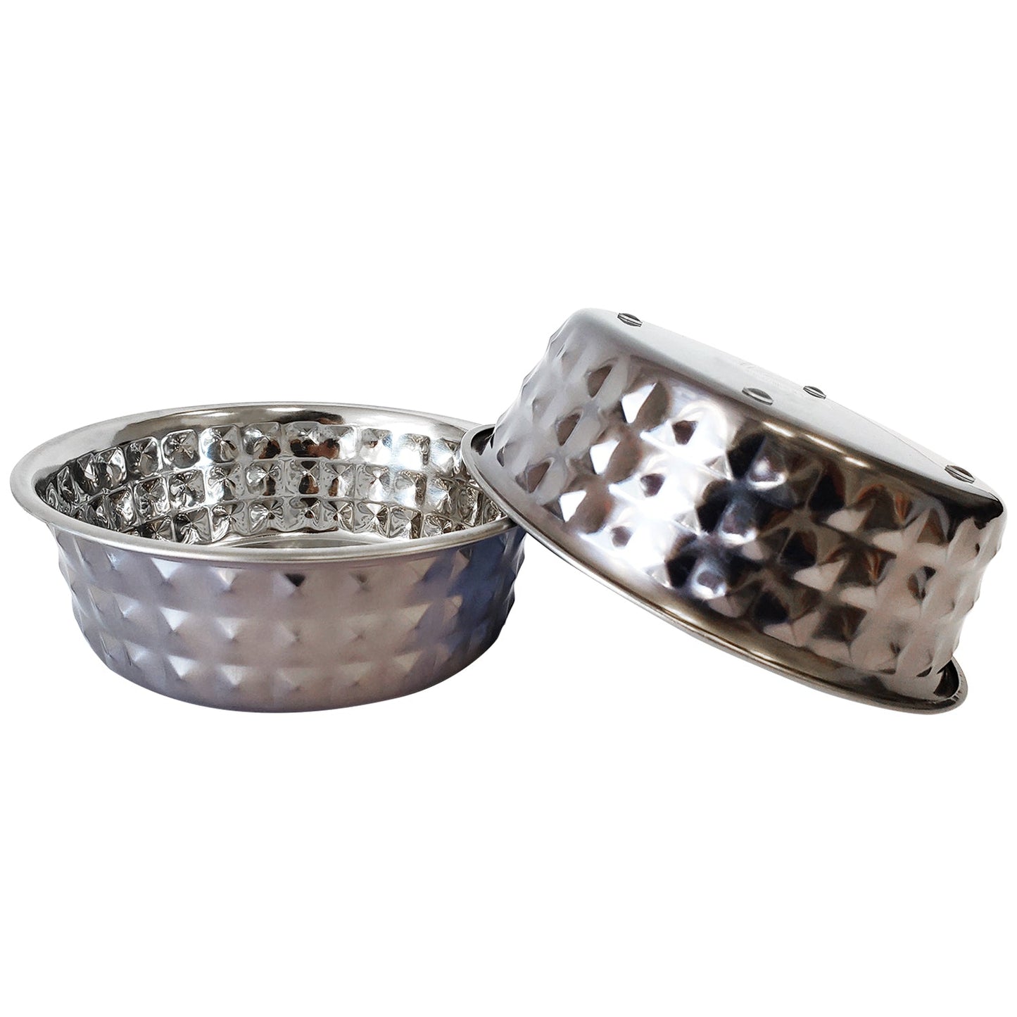 Country Living Set of 2 Hammered Stainless Steel Dog Bowl – Textured, Durable, Stylish & Functional for Medium to Large Sized Dogs – Black Pearl