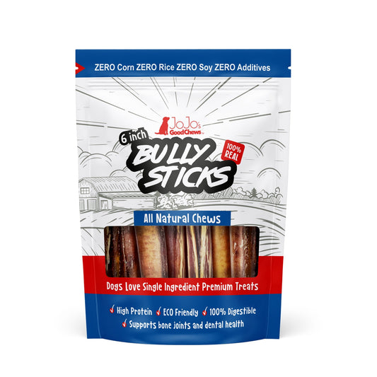 All-Natural Beef Bully Stick Dog Treats, Premium Snack, High Protein & Long-Lasting Chews – 6" Thick (3-Pack)