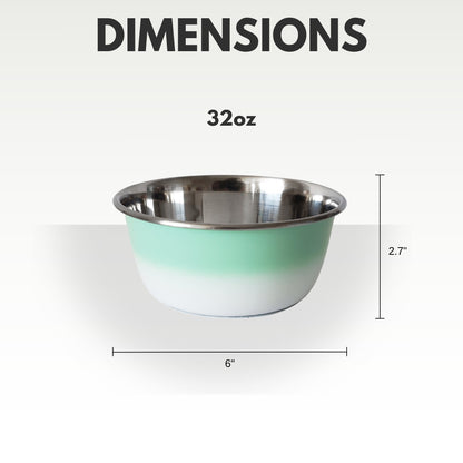 Deep Dog Bowl – Stainless Steel Bowl, Stylish & Durable – Mint Green