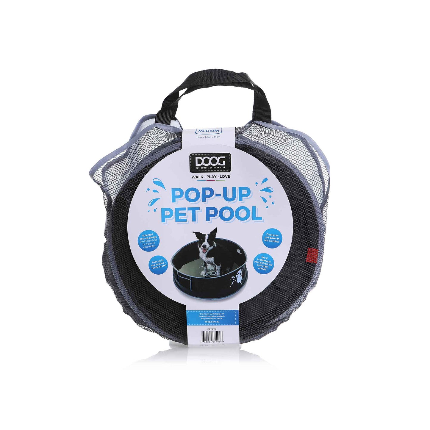 DOOG Pop-Up Dog Pool Medium Black 35.82" x 35.82" x 9.84"