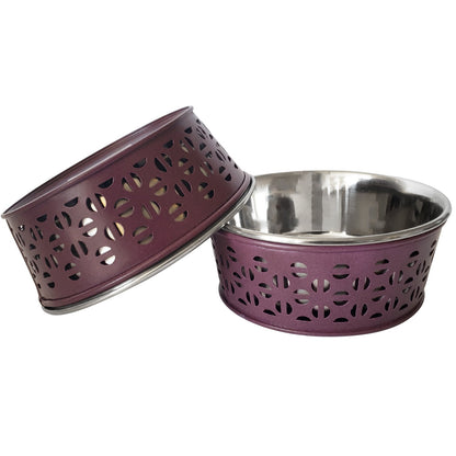 Country Living Set Of 2 Stainless Steel Dog Bowls - Farmhouse Style, Durable & Non-Slip, Ideal for Small/Medium Dogs, Easy Clean Pet Feeder