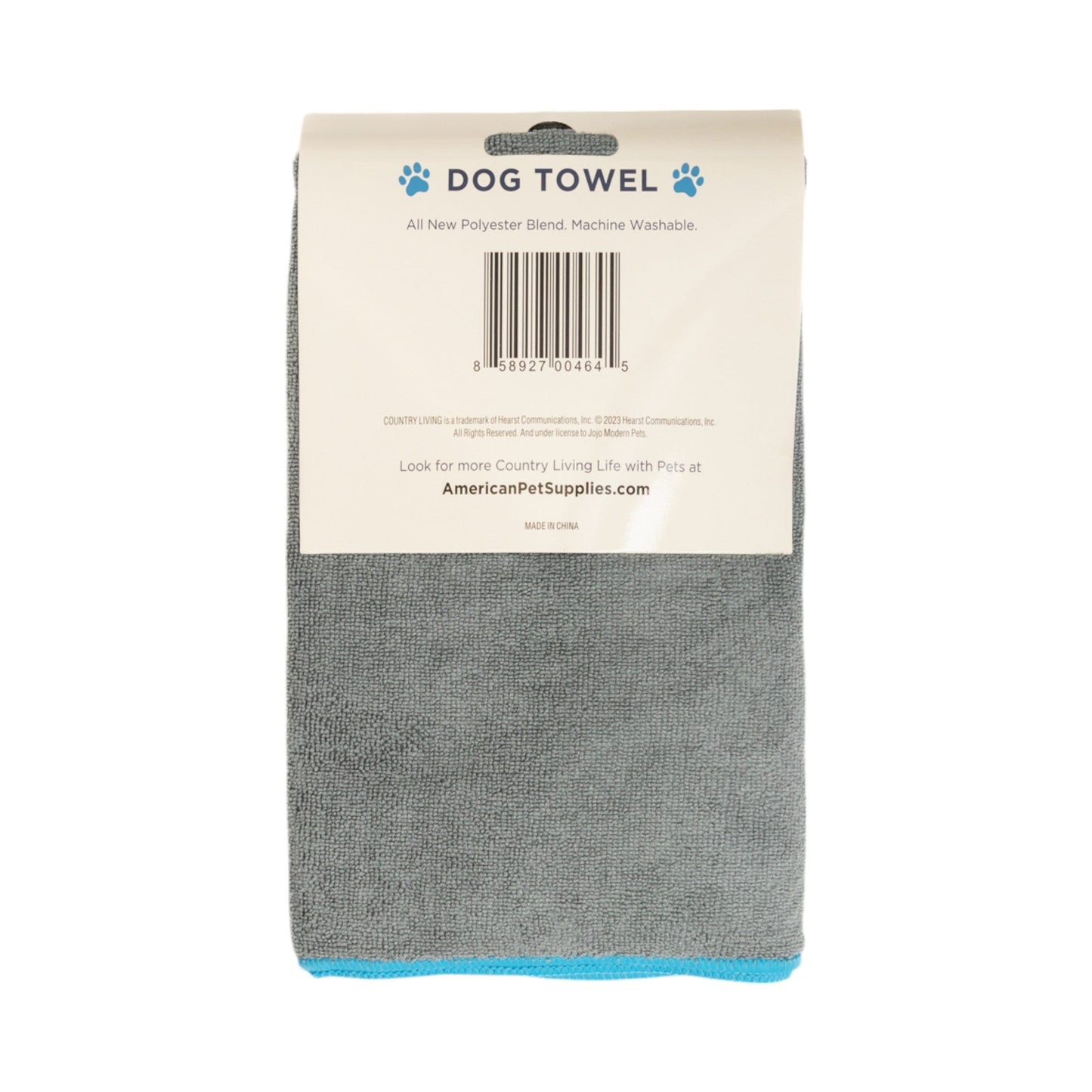 Country Living Large Gray and Teal Microfiber Dog Bath Towel