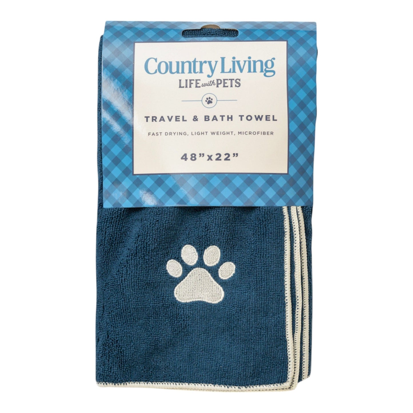 Country Living Large Marine Blue Microfiber Dog Bath Towel