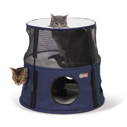 K&H Pet Products Kitty Tower 2 Story Dark Denim 22" x 22" x 20"