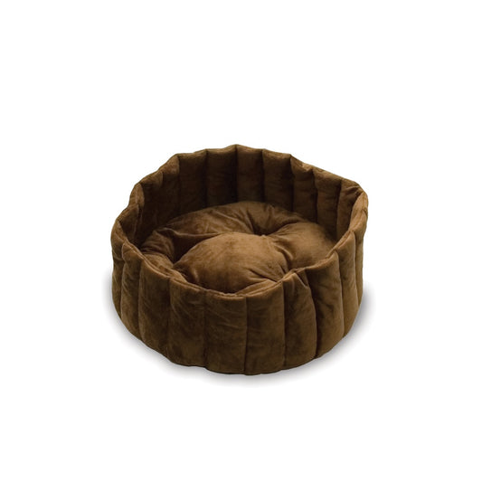 K&H Pet Products Kitty Kup Bed Large Tan / Mocha 20" x 20" x 7"