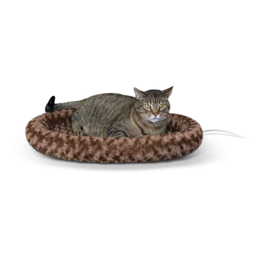 K&H Pet Products Thermo-Kitty Fashion Splash Bed Large Mocha 16" x 22" x 2"