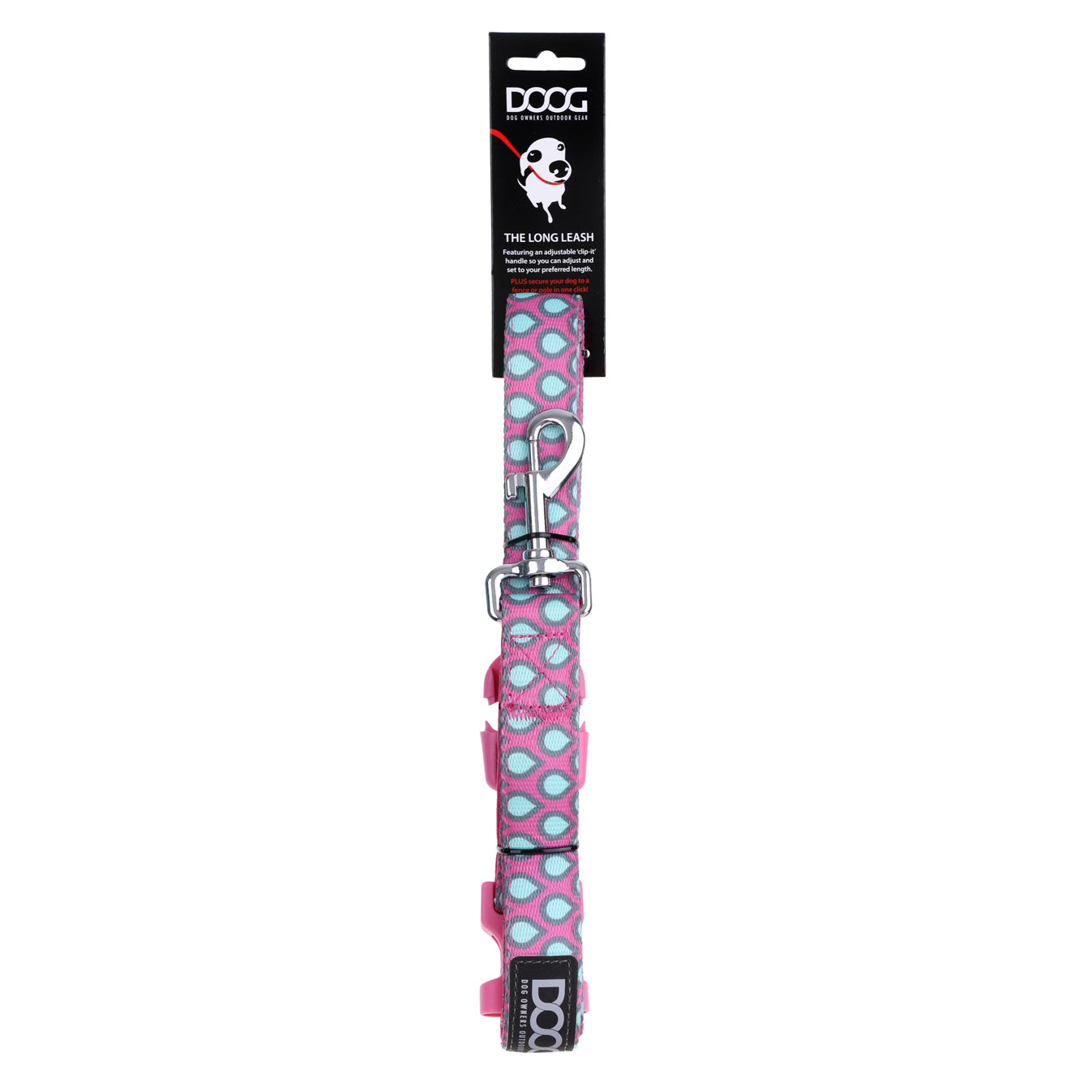 DOOG Neoprene Dog Clip It Leash Luna Extra Large Pink/Blue