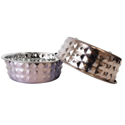 Country Living Set of 2 Hammered Stainless Steel Eco Dog Bowls - Durable & Stylish, Eco-Conscious Feeding Solution for Pets, Ideal for Medium Sized Dogs – Lavender