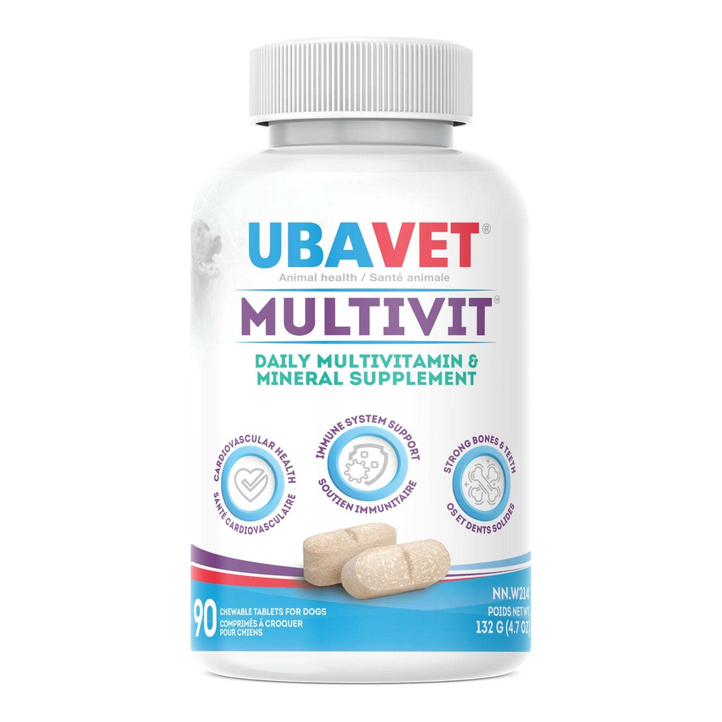 UBAVET MULTIVIT Daily Vitamin and Mineral Tablet for Dogs – Comprehensive Nutritional Support – (90 ct)