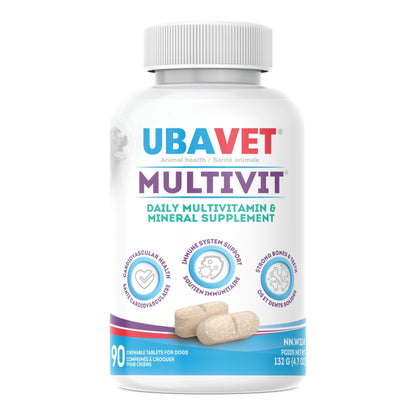 UBAVET MULTIVIT Daily Vitamin and Mineral Tablet for Dogs – Comprehensive Nutritional Support – (90 ct)