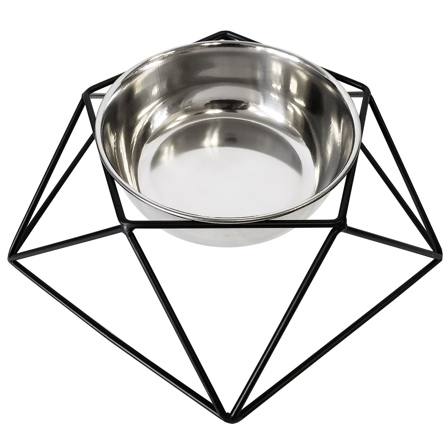 Country Living Elevated Stainless Steel Bowl, Modern Artisan Geometric Design, Single Pet Feeder, Ideal for Medium to Large Dogs