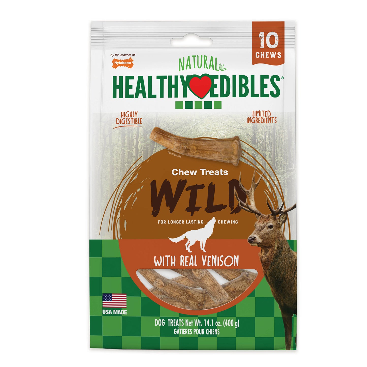 Nylabone Healthy Edibles Antler Real Venison 10 count