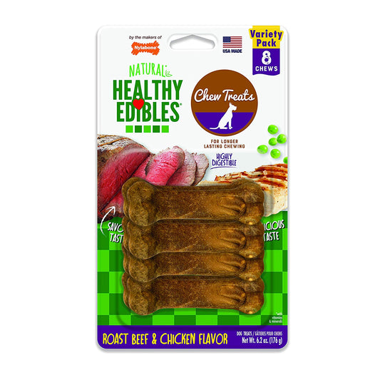 Nylabone Healthy Edibles Longer Lasting Roast Beef and Chicken Treats Petite 8 count