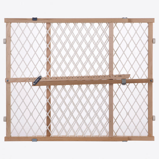 North States Easy Adjust - Diamond Mesh Pet Gate White, Wood 26.5" - 42" x 23"