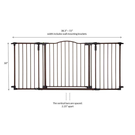 North States Deluxe Décor Wall Mounted Pet Gate Medium Matte Bronze 38.3" - 72" x 30"