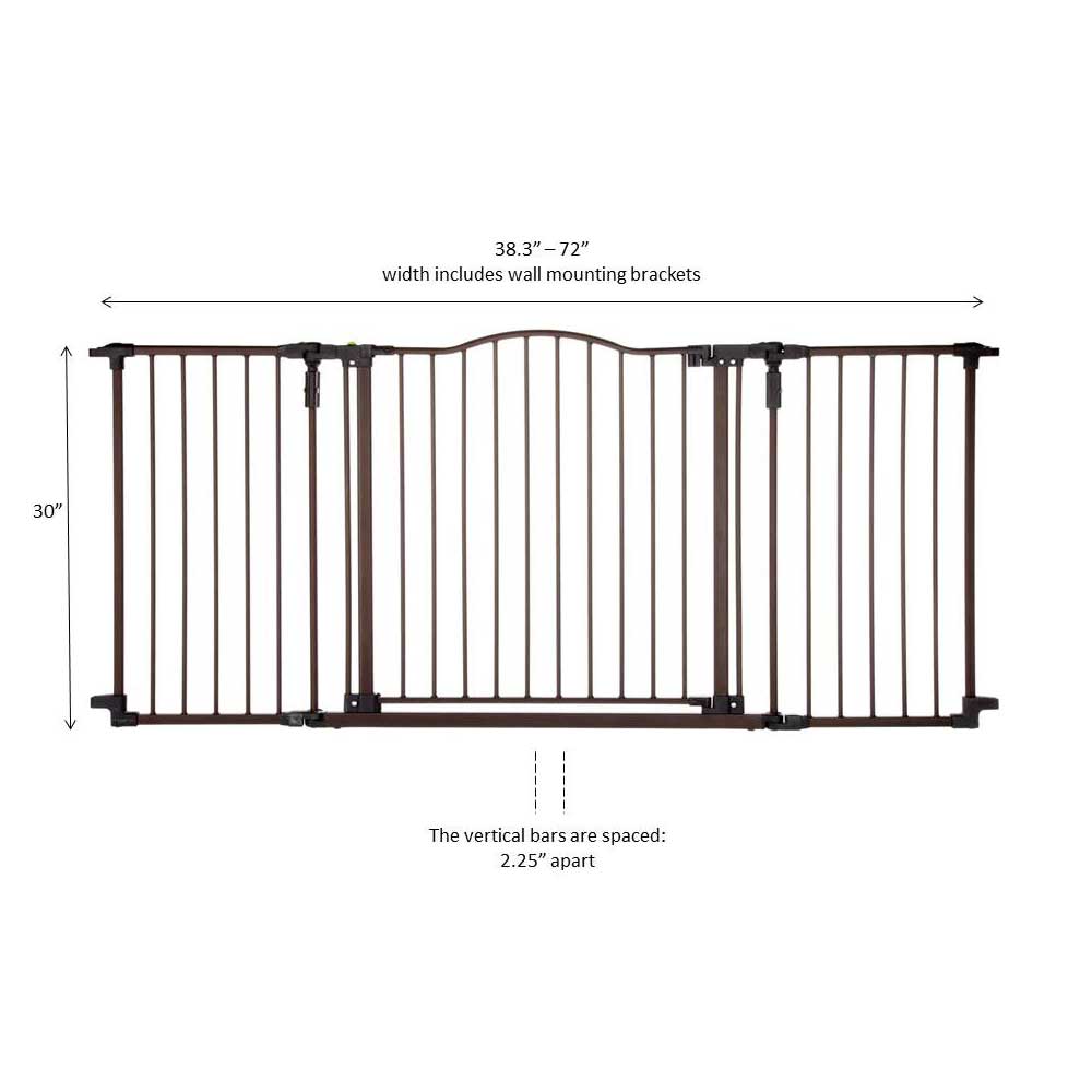 North States Deluxe Décor Wall Mounted Pet Gate Medium Matte Bronze 38.3" - 72" x 30"