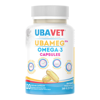 UBAVET Ubameg EFA 1000mg Omega-3 Fatty Acid Capsules for Dogs & Cats (120 caps)