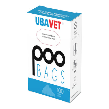 UBAVET DOO Extra-Long Biodegradable Waste Bags for Dogs & Cats – (100-Pack)