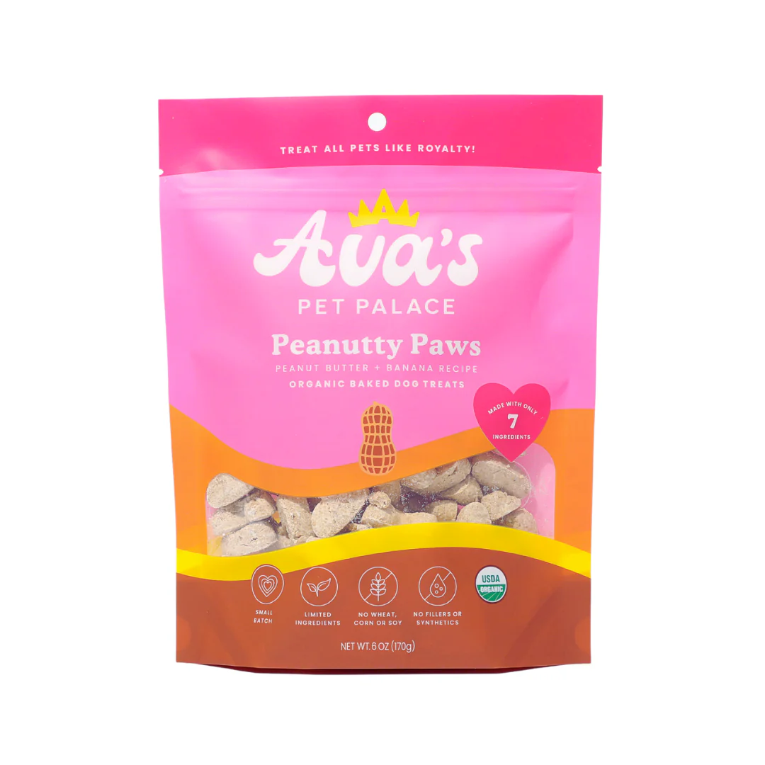 Ava's Pet Palace Organic Oven Baked Dog Treats - Peanutty Paws (6 oz) / 2-Pack