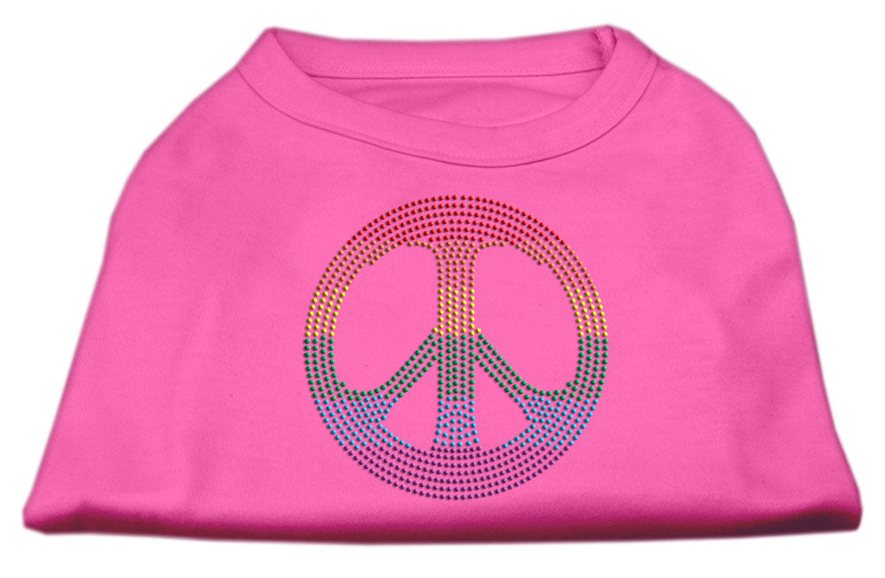 Pet Dog & Cat Shirt Rhinestone, "Rainbow Peace Sign"