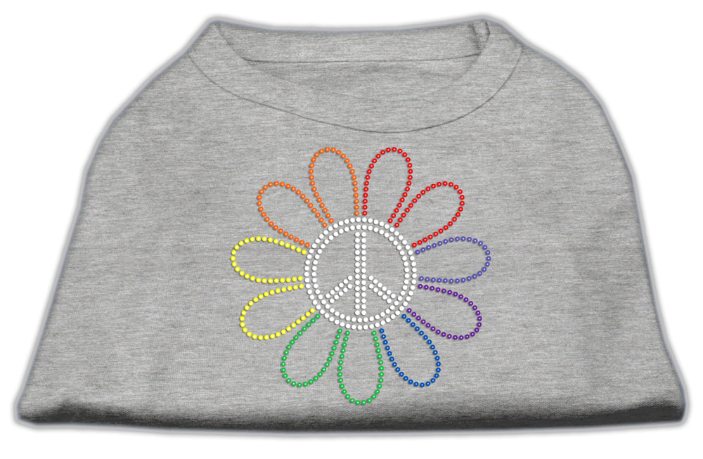 Pet Dog & Cat Shirt Rhinestone, "Rainbow Flower Peace Sign"