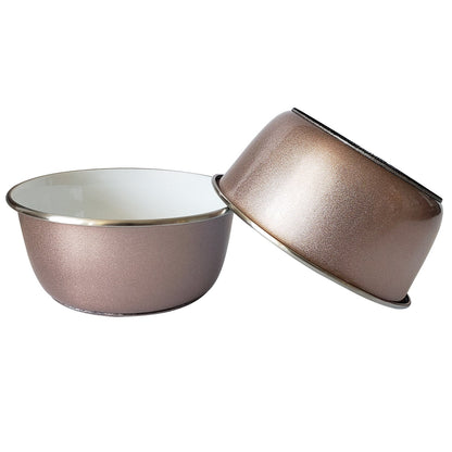 Deep Dog Bowl with Paw Print Design – Stainless Steel Bowl, Stylish & Durable – Rose Gold