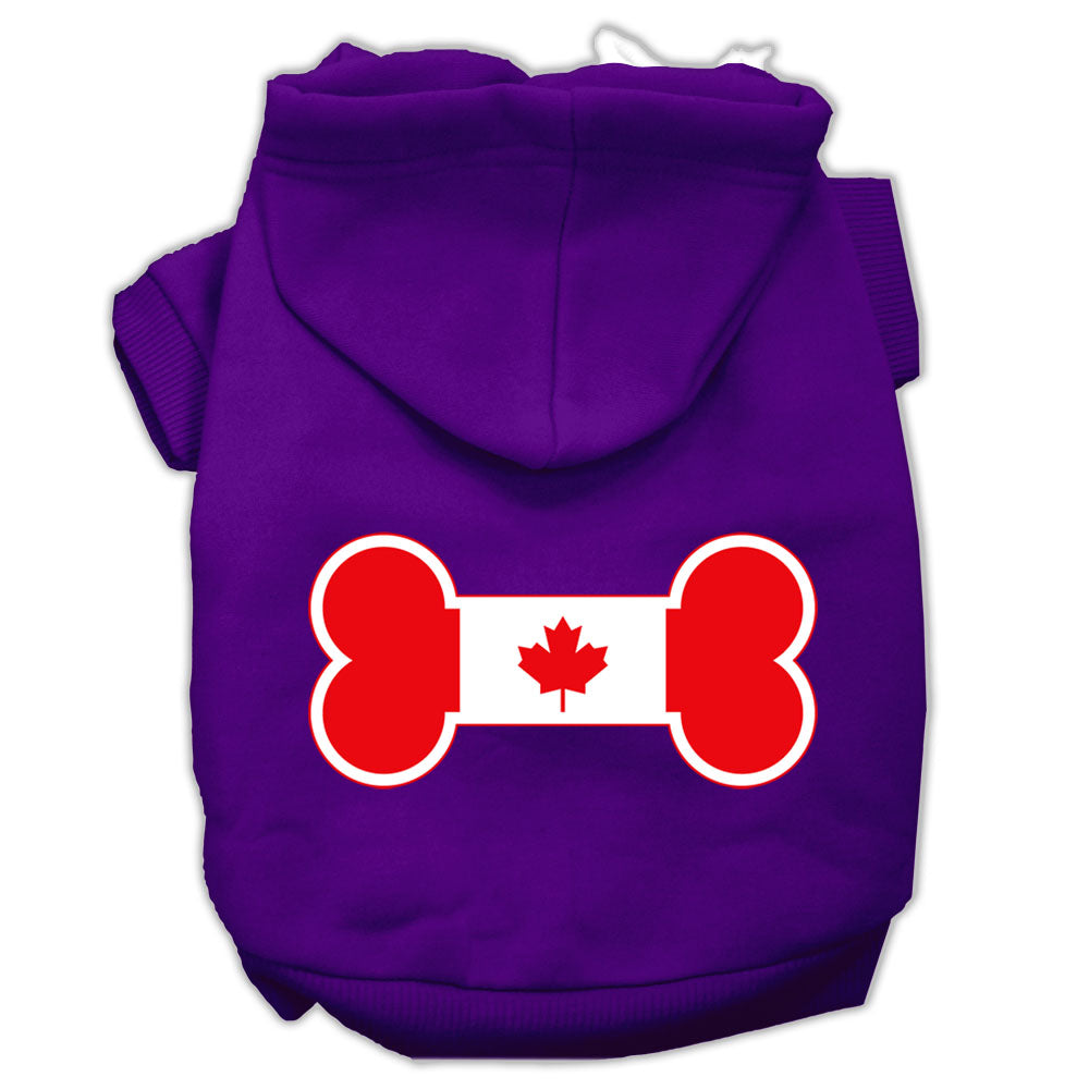 Pet, Dog & Cat Hoodie Screen Printed, "Bone Shaped Canadian Flag"