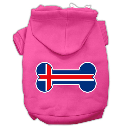 Pet, Dog & Cat Hoodie Screen Printed, "Bone Shaped Iceland Flag"