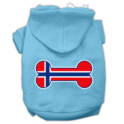 Pet, Dog & Cat Hoodie Screen Printed, "Bone Shaped Norway Flag"