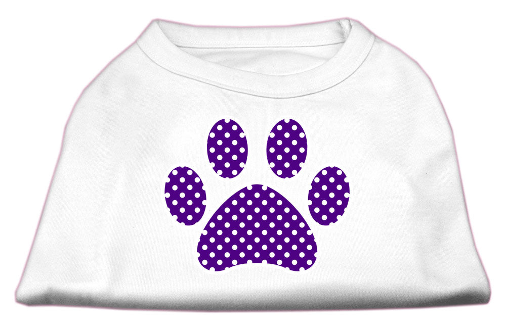 Pet Dog & Cat Shirt Screen Printed, "Swiss Dots Purple Paw"