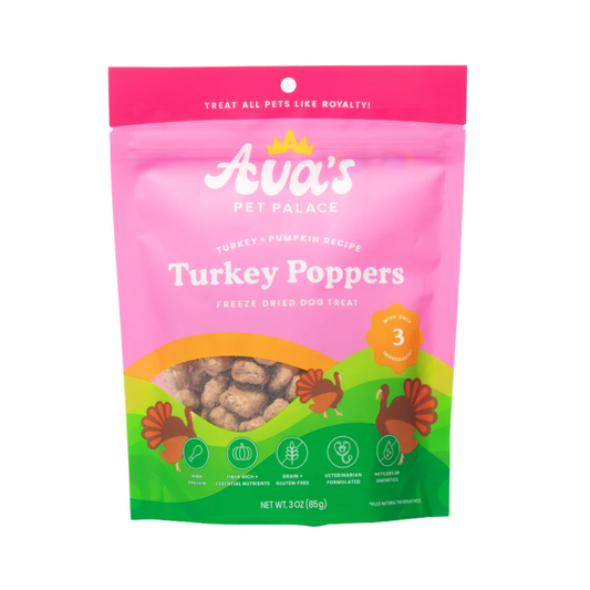 Ava's Pet Palace Freeze-Dried Turkey Poppers Dog Treats (3oz)