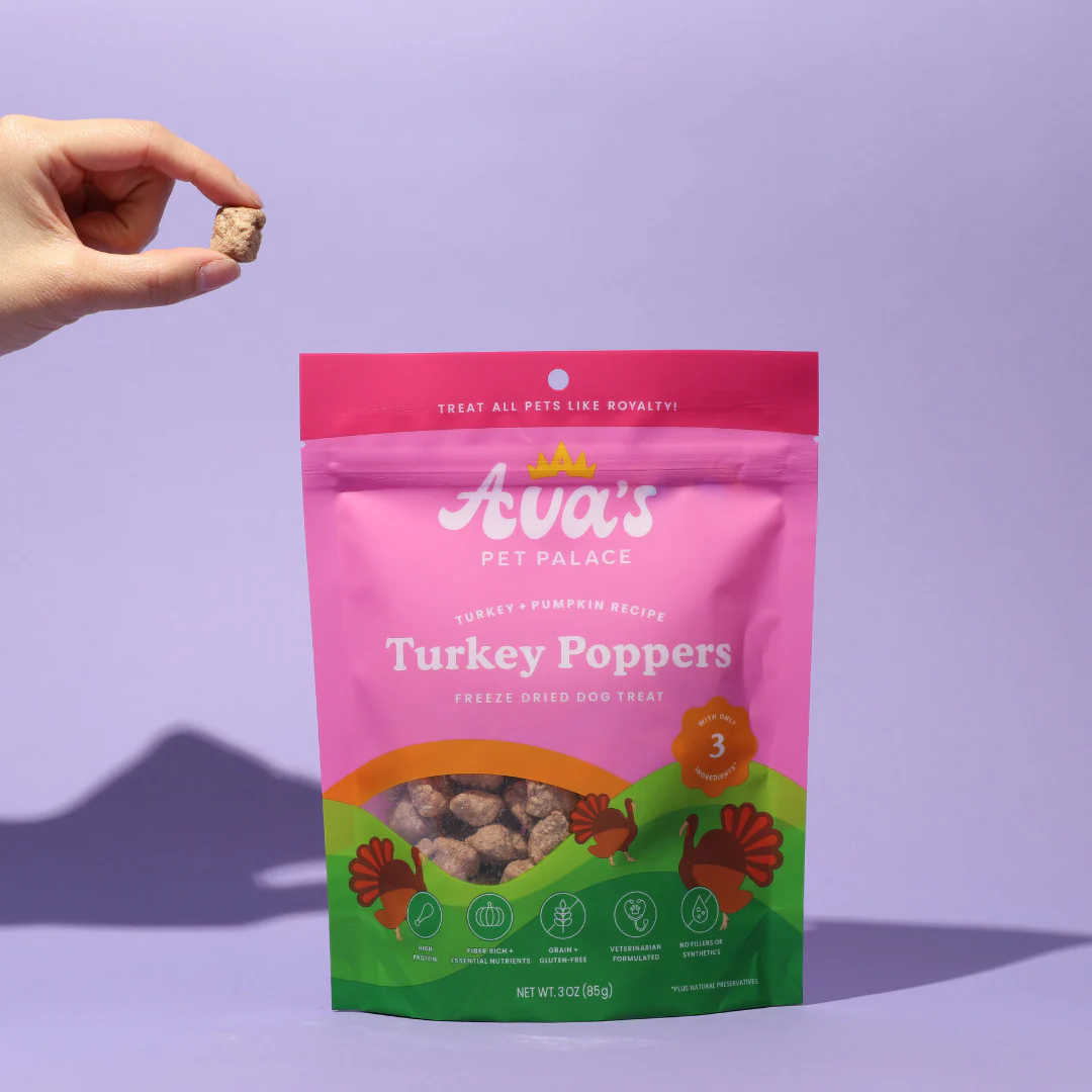 Ava's Pet Palace Freeze-Dried Turkey Poppers Dog Treats (3oz)