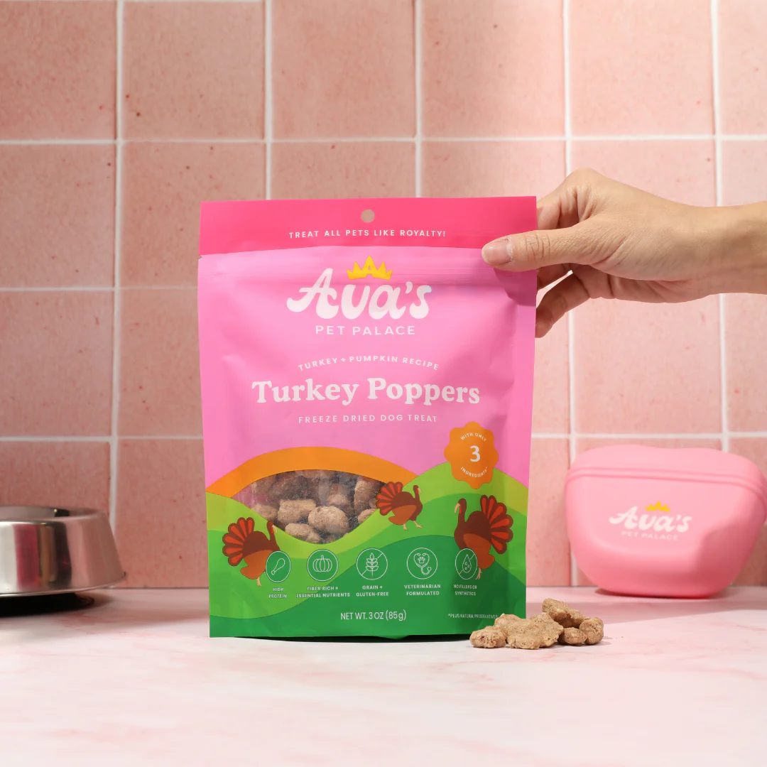 Ava's Pet Palace Freeze-Dried Turkey Poppers Dog Treats (3oz)