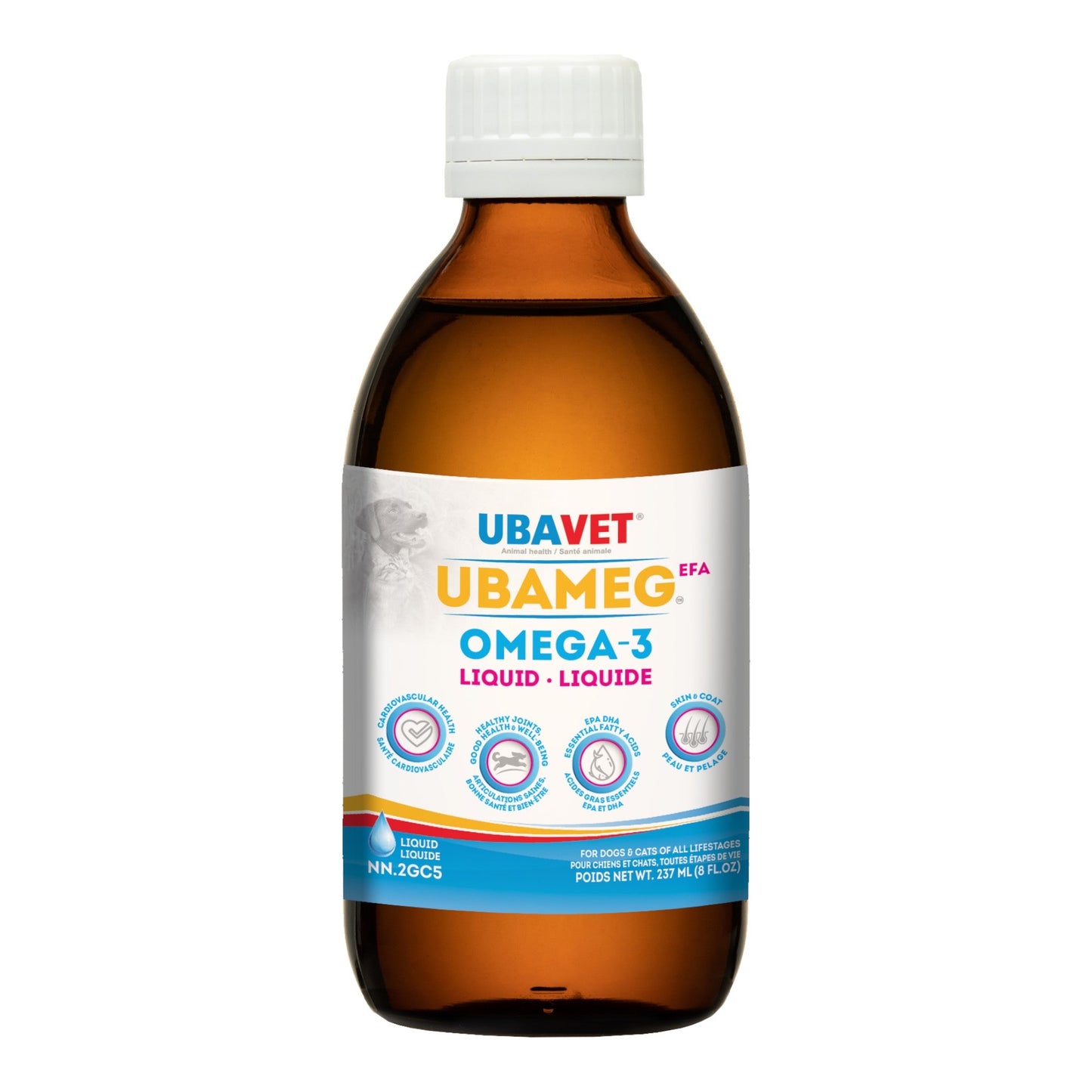 UBAVET Ubameg Omega-3 Fatty Acid Liquid for Dogs & Cats –  (8 fl oz / 237ml)