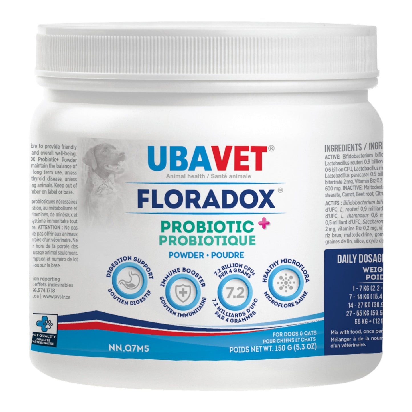 UBAVET Floradox Probiotic Powder for Dogs & Cats – Supplement for Digestive & Immune Health – 5.3 oz (150g)